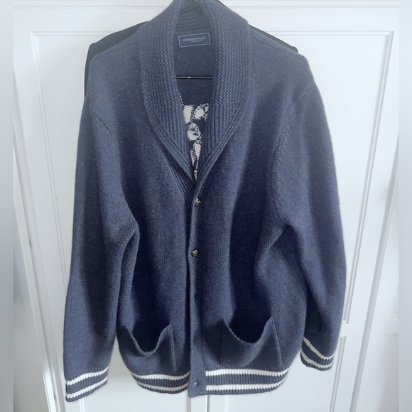 Vineyard Vines Varsity Wool Shawl Cardigan Nautical Navy XL Rope Design Sweater - Picture 2 of 16